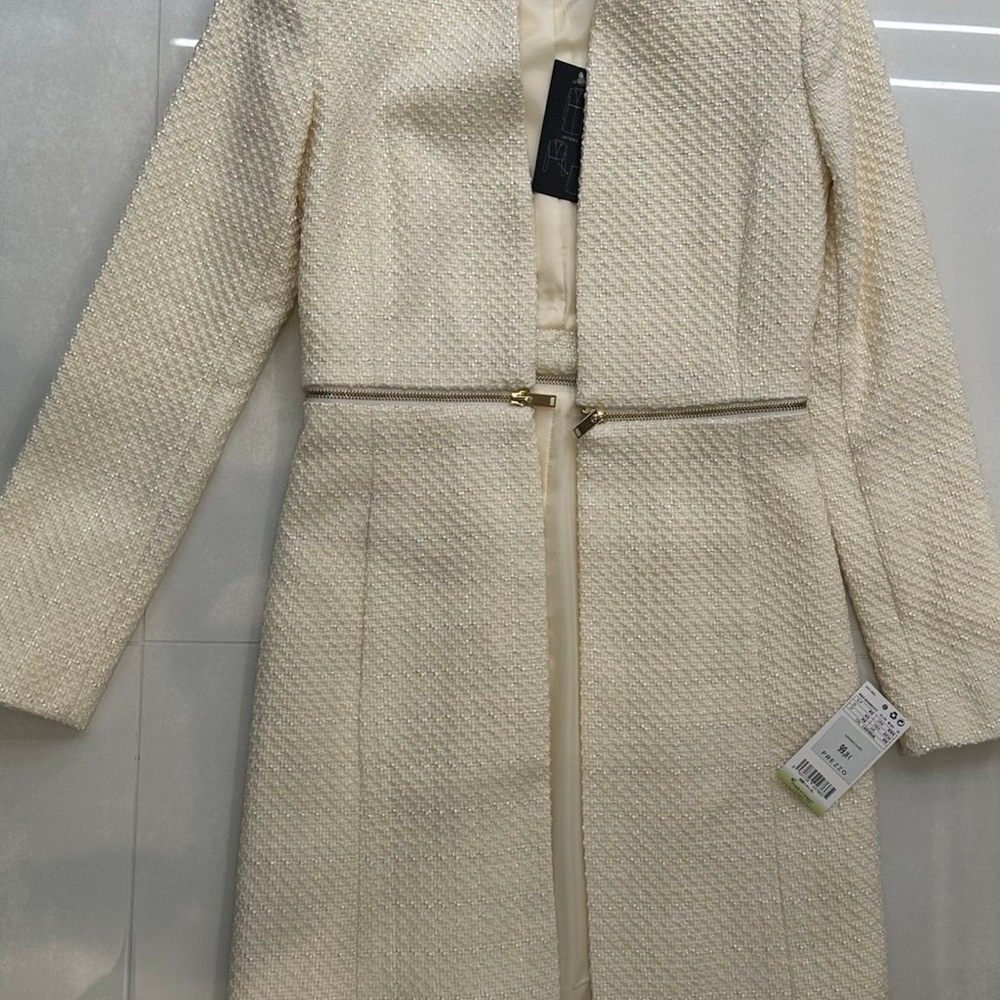 Mango Elegant tweet Cream Women's Coat